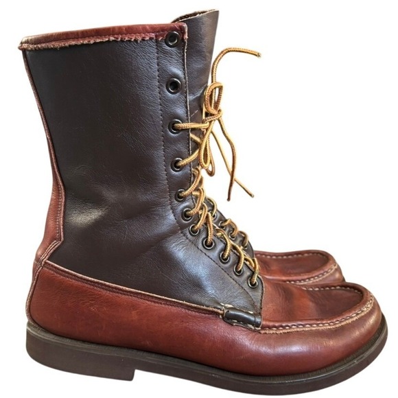 Vtg W.C. Russell Moccassin Bird shooter Boots Sz 9.5 D Two Tone Brown - Picture 2 of 11